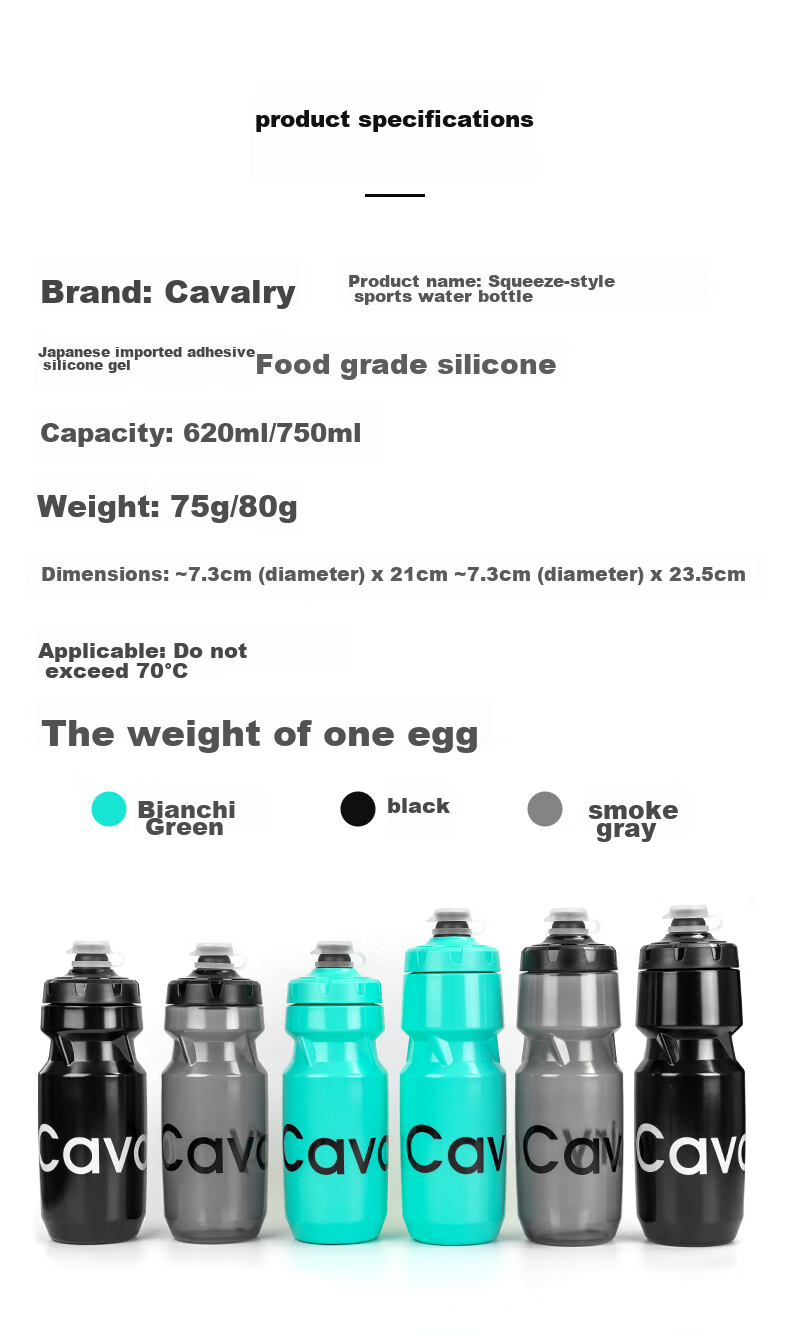 CAVALRY Bicycle Water Bottle Sports Hydration System for Running, Hiking, Rock Climbing, Outdoor Travel, Mountain Biking, Road Biking, And Folding Bikes Cycling Equipment Black 750ML 7