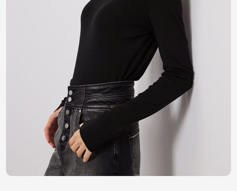 Navigare Women's Turtleneck Slim-Fit Base Layer, High-Elastic Solid Color Long-Sleeve Top 2335084501 3