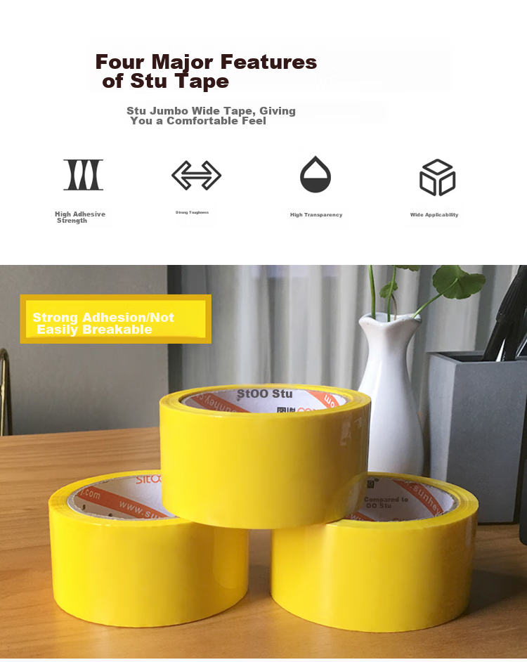 Sitoo Red Transparent Packing Tape, 48mm Wide, 50 Meters, 3 Rolls, 150 Meters Total, for Dorm Moving, Family Office Storage, Packaging, Express Delivery, Logistics, Labeling And Sorting 2