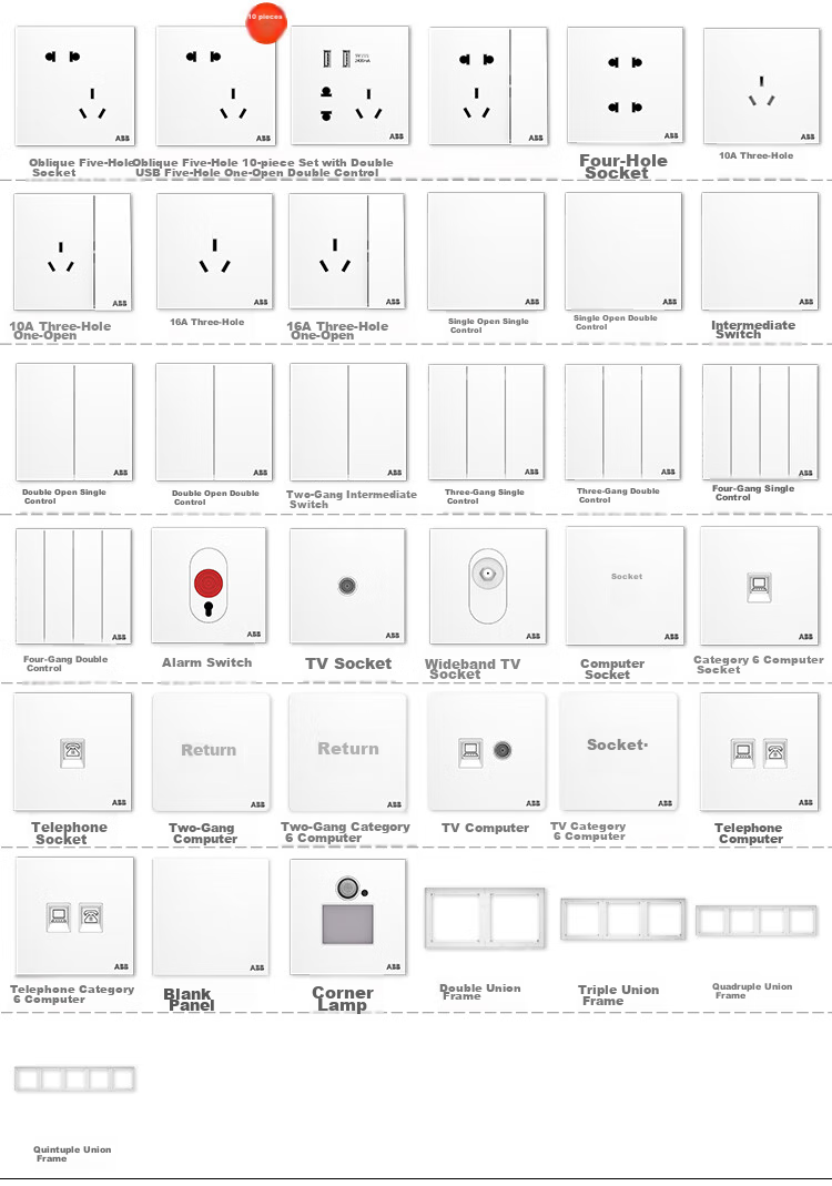 ABB Switch Socket Panel, Yingzhi Series White 16A Three-Hole Air Conditioner Socket, CA206 2