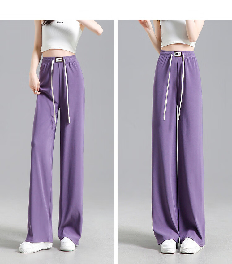 Dme [Refined Light Urban Draping Pants] Spring And Autumn Lightweight Elastic Waist Long Pants for Women, Casual Trousers 16