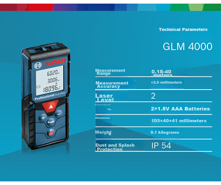 BOSCH Infrared Laser Rangefinder, Measuring Device for Room Dimensions, Electronic Tape Measure, Compact And Portable, 40 Meters Range, GLM 4000 9