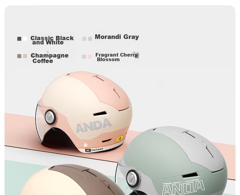 AD New National Standard Class A Electric Bicycle Helmet, 3C Certified, Unisex Summer Sun Protection, Electric Scooter Safety Helmet, Men's All-Season Universal Half Helmet, Motorcycle Helmet, 889 Classic Black And White 19
