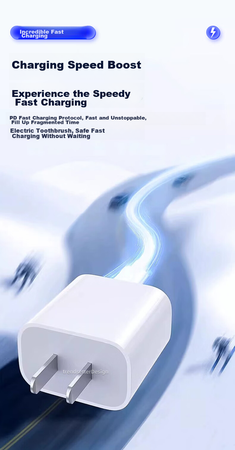 Chaofan Compatible PD Charger Adapter for Lefen Electric Toothbrush, 5V DC Fast Charging Power Supply for Lefen Vibration Electric Toothbrush, Type-C Port Plug USB-C Charging Head 6
