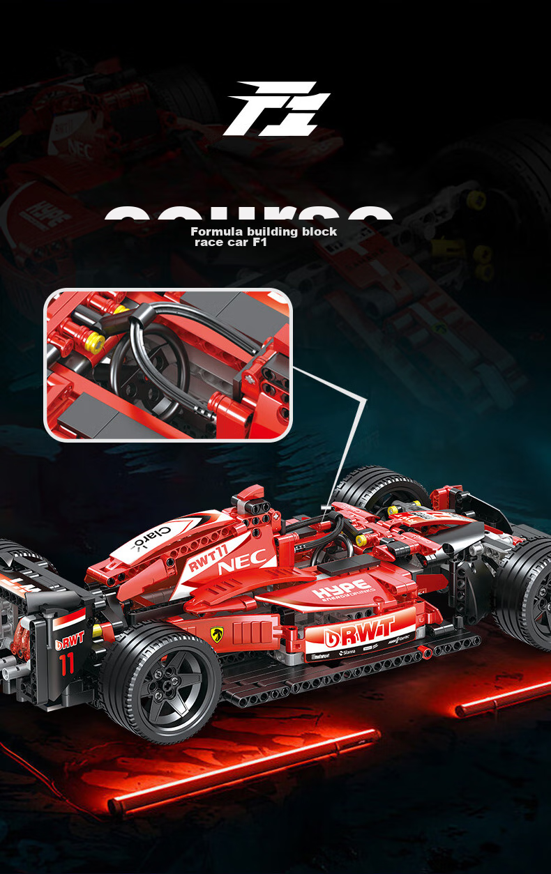 Lianhe Chuangxiang Compatible with Lego Ferrari F1 Race Car Building Blocks, Toy Car for Boys Aged 8-12, Birthday Gift 5