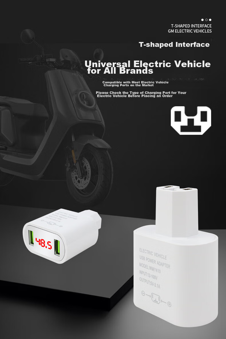 Meiyazhixing Electric Vehicle Phone Charger, QC3.0 Super Fast Charging 66W, Electric Scooter Flash Charging Adapter, Single USB 6