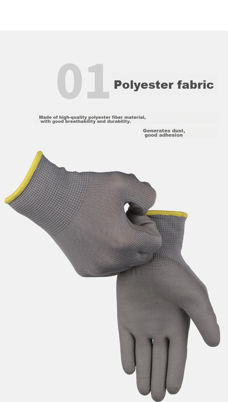 Golmud Coated Work Gloves, Gray, 12 Pairs, PU Anti-Static Wear-Resistant Non-Slip Factory Gloves GM572 3