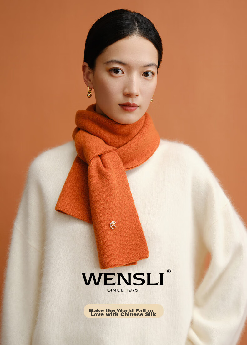 Wanshili WENSLI Pure Wool Scarf for Women, Red Scarf Gift for Elders, Holiday Gift Box Set, "First Meeting" 1