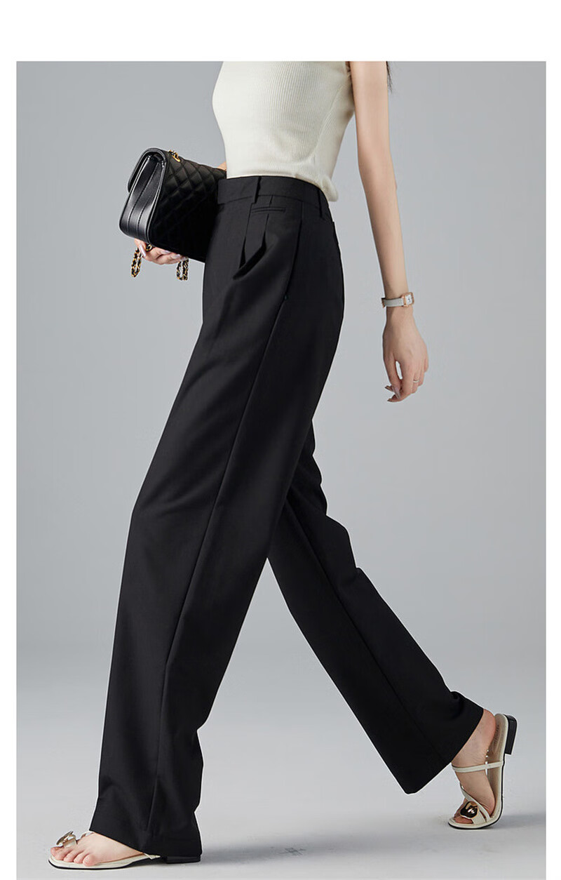 Dme Commuter Straight-Leg Elegant Pants, Spring And Autumn Mid-Rise Fashion Simple Casual Trousers for Women, Linen Gray, Size 26 7