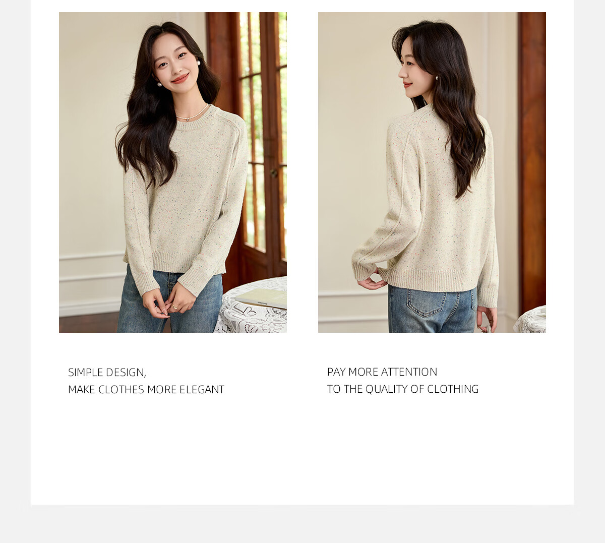 PinCai Women's Knitted Sweater Spring Autumn High-Quality Speckled Pullover Knitwear Base Layer P144Z9029 4