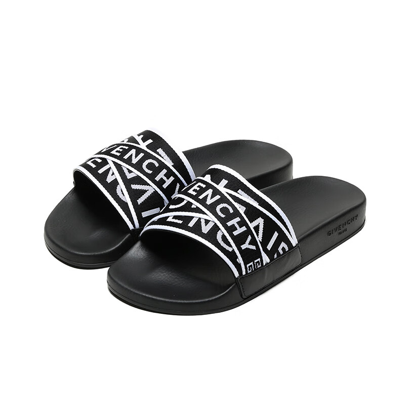 givenchy 纪梵希 男士黑色白色logo织物凉拖鞋 bh300dh0a5 004 41码
