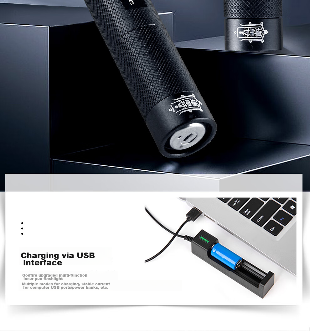 MOTIE M305 Laser Pointer, Green Light High-Power Laser, LED Screen Positioning Device, Rechargeable Flashlight, Long-Lasting Range, Outdoor Construction Site Engineering, Long-Distance Desert Star-Guiding Pe 10