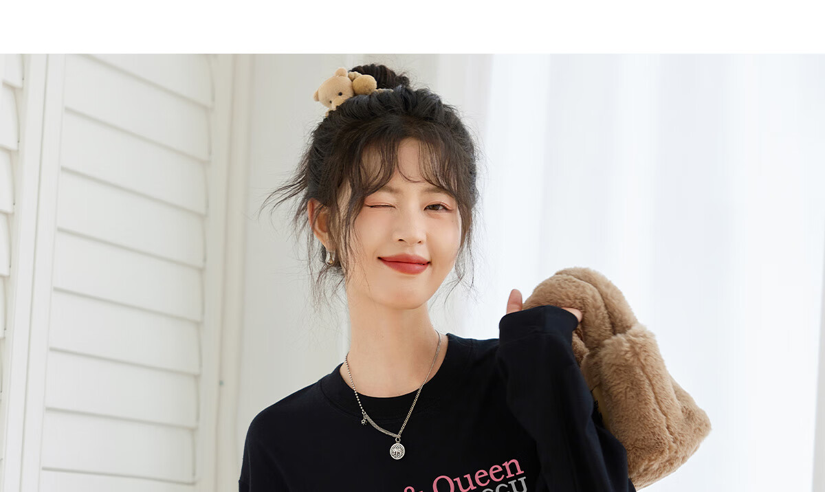 Halo Queen Women's Long Sleeve Cotton T-Shirt Spring Autumn Round Neck Letter Bow Print Casual Base Shirt New H143T2009 26