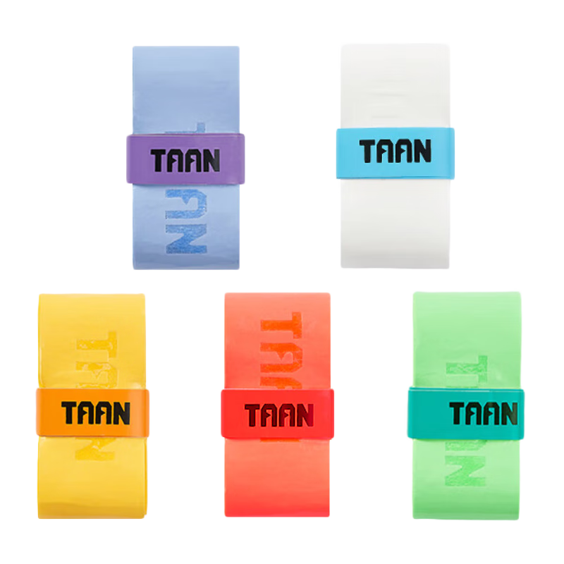 Taan Badminton Racket Grip Tape, Sweat-Absorbing with Mild Adhesion, 5-Pack TW880 (Tiblan/Purple/Black/Yellow/Green)