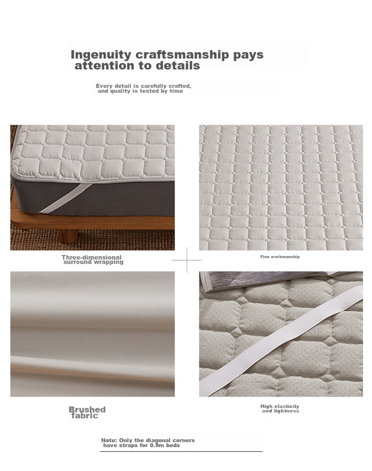 Dohia Home Textiles Washable Quilted Mattress Pad with Straps, Non-Slip Tatami Four-Season Protective Thin Pad for 1.5m Bed, 2x1.5m 21