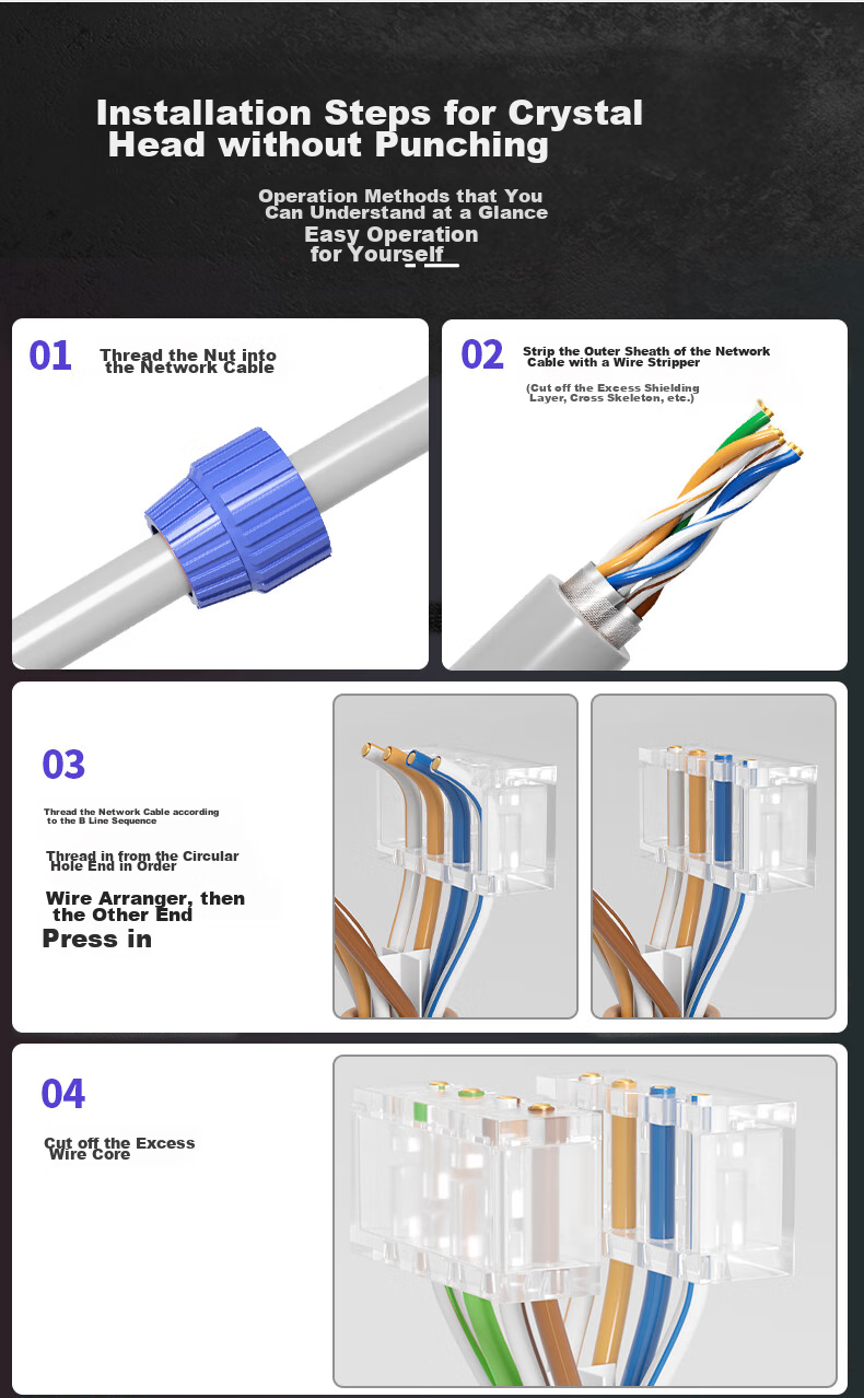CNCOB Category 7 Ethernet Cable Toolless RJ45 Connector, Engineering Grade CAT7 10 Gigabit Network Toolless RJ45 Connector, 1 Piece, CN-8002 13