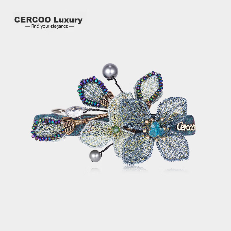 Cercoo Embroidered Butterfly Hair Clip, Crystal Barrette, Rhinestone Straight Clip, Hair Bun Clip, Side Clip, Versatile Hair Accessory, Elegant Gift for Girlfriend