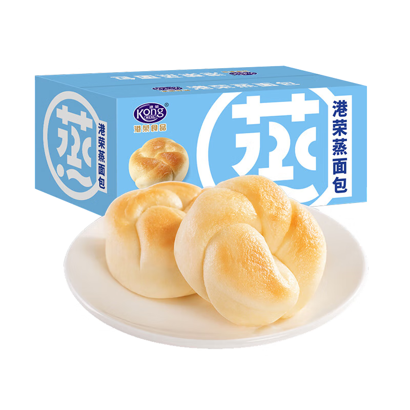 港荣蒸面包淡奶460g手撕面包早餐零食纯蛋糕中西式糕点心甜品礼物盒箱