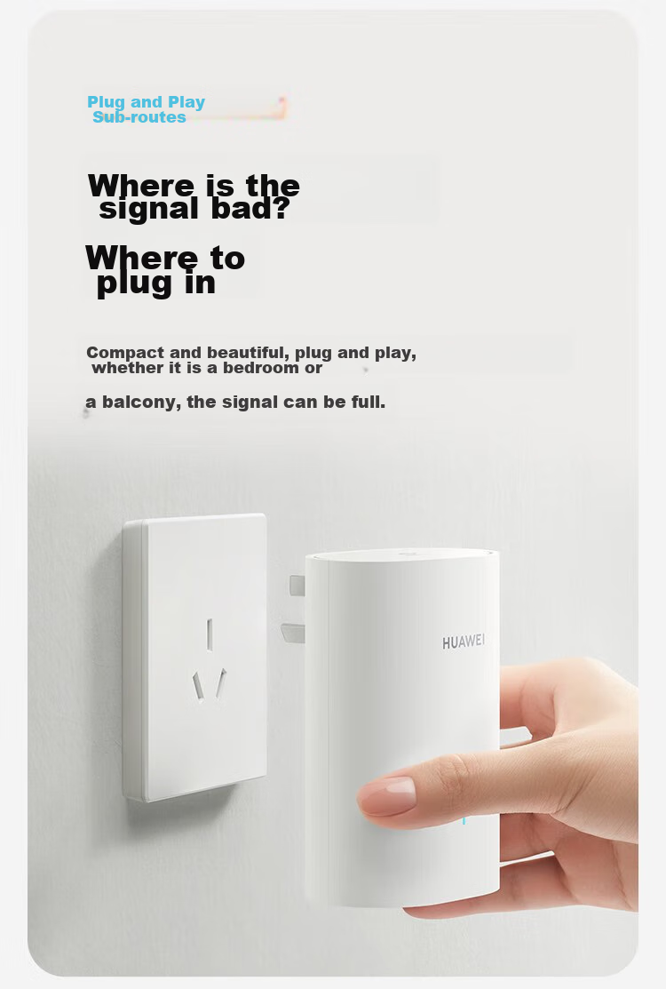 Huawei Lingxiao Parent-Child Router Q6E, Parent-Child Router Full Coverage, Whole-House WiFi without Dead Zones (1 Parent 1 Child Set), Gigabit Router, Wireless Wall-Penetrating King, Powerline Adapter 6