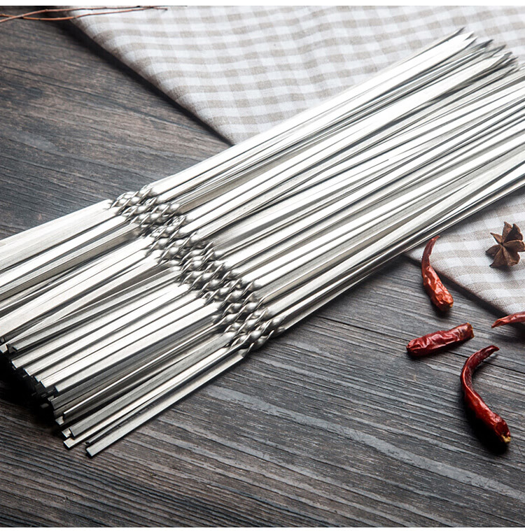 Suncojia 304 Stainless Steel Barbecue Skewers, Meat Kebab Skewers, Grilling Needles, Barbecue Tools, 50 Pieces 13