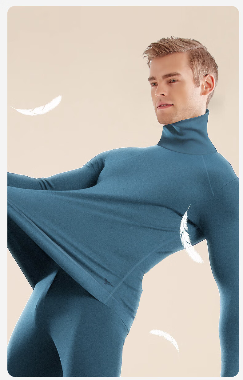SEPTWOLVES Men's Autumn And Winter Undershirt, Pure Cotton Turtleneck Base Layer, Fashionable Korean Style Slim-Fit Top, Quick-Wear Thermal Underwear for Going Out 2