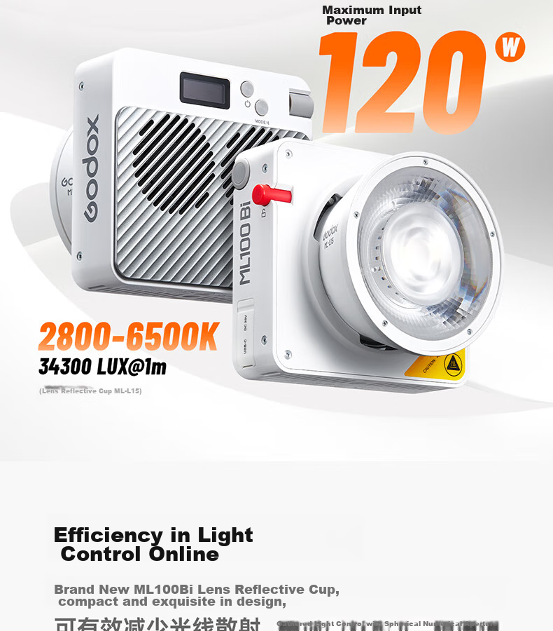 Godox ML100Bi Photography Light, Dual Color Temperature Adjustable, Portable Night Shooting Light, Portrait Fill Light, Outdoor Studio Film Video Camera Light [ML100Bi Kit1 Set] 6