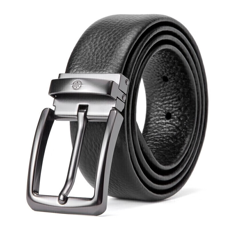 Aokang Men's Belt with Pin Buckle, Top-Grain Leather Waistband, Business Trouser Belt, Birthday Gift for Husband