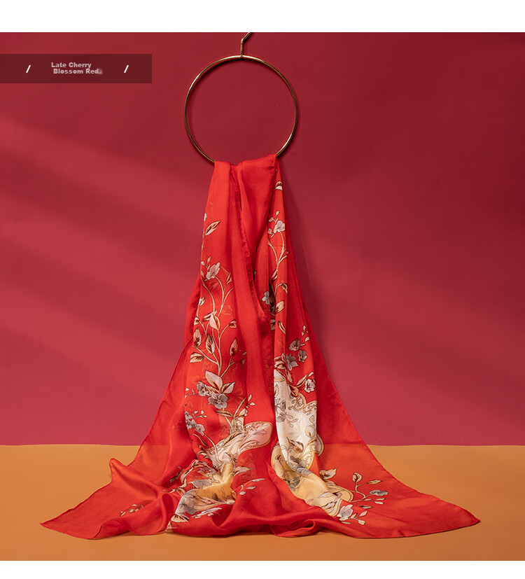 Shanghai Story Women's 100% Mulberry Silk Chiffon Scarf Sunscreen Shawl Birthday Gift Scarf Gift Box Rose Pink 24