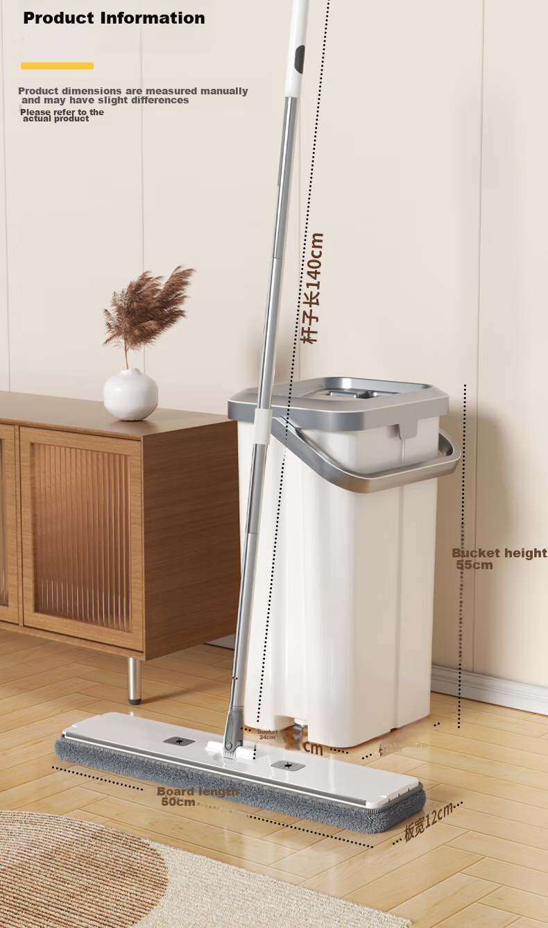 Dongfangliangjie Mop, All-In Household No-Hand Washing, Extra Large with Bucket, 50cm Scrubbing, Lazy Person's Mop, Flat Mop Cleaning Tool 15