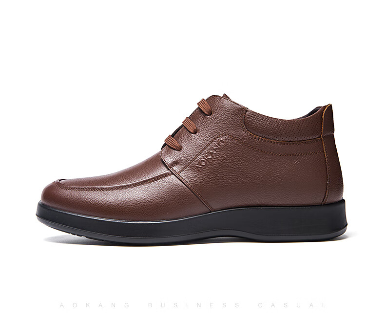 Aokang Casual Business Fleece-Lined Warm Cotton Shoes, Simple And Comfortable Cowhide Shoes for Men, Black, Size 39 31