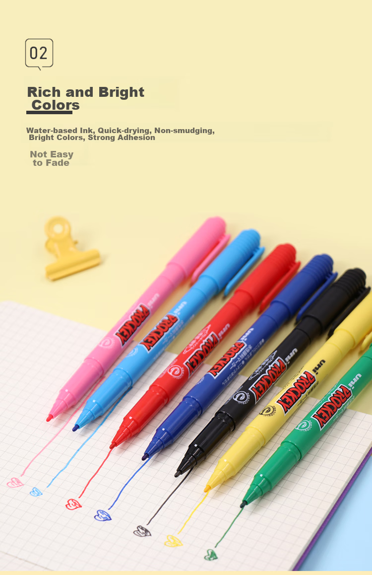 Uni Mitsubishi Dual-Tip Water-Based Marker/Pen/Multi-Purpose Signing Pen/Outlining Pen, Fine 0.4mm Thick 0.9mm, PM-120T Blue, 1 Piece 4