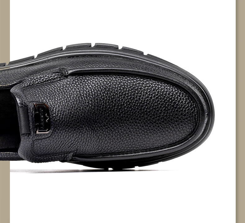 LAORENTOU Men's Business Casual Leather Shoes Thick Sole Cowhide Loafers Wedding Shoes Dad Slip-On LA11539 Black Size 38 3