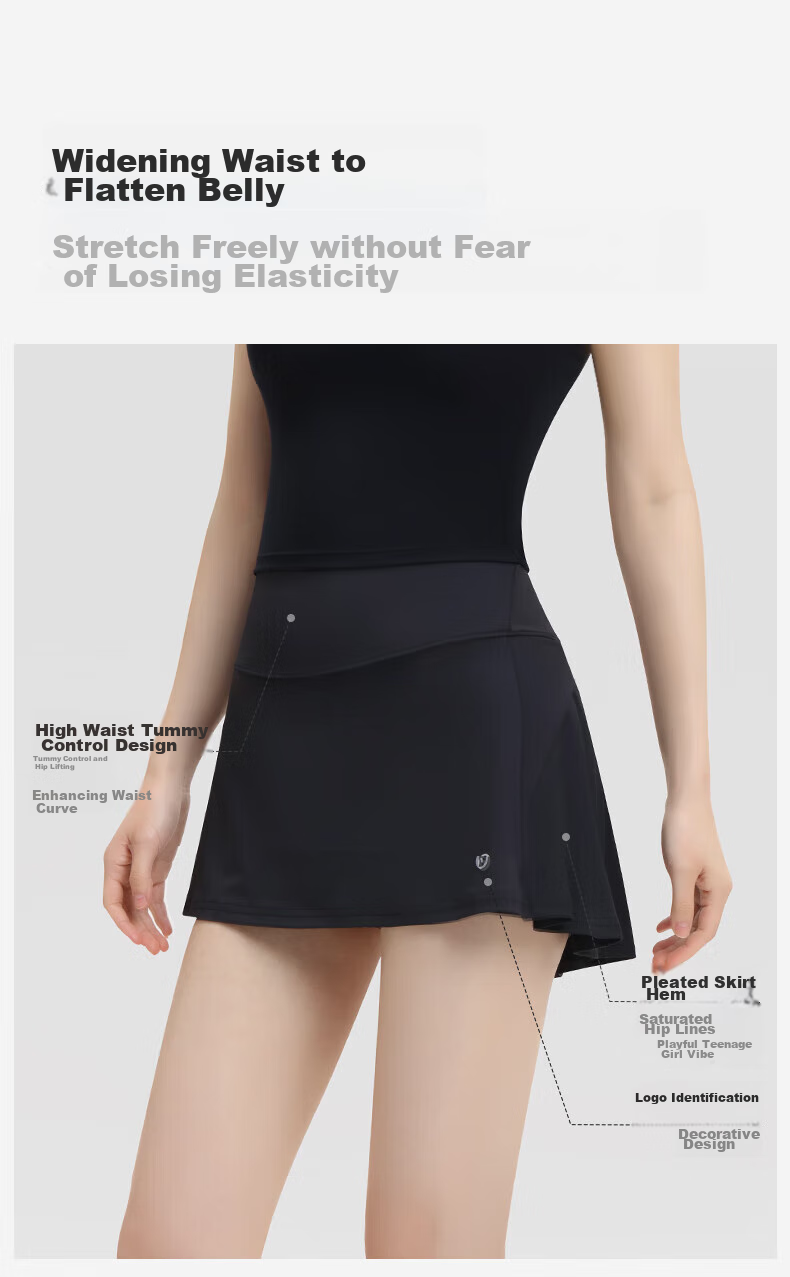 KAZUKOIN High-Waisted Skirt for Women, Spring And Autumn Outdoor Sports Fitness Yoga City Light Outdoor A-Line Pleated Skirt 7