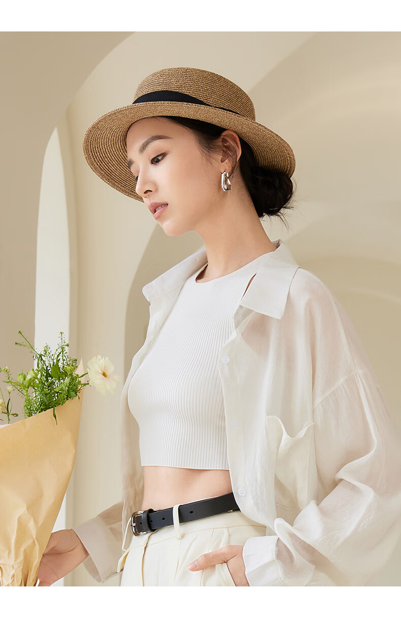 Siggi Straw Hat for Women, Summer Sun Protection UV-Resistant Flat Brim Hat, Sunscreen Cap, Flat Top Hat, Sun Visor, Gift for Wome 23