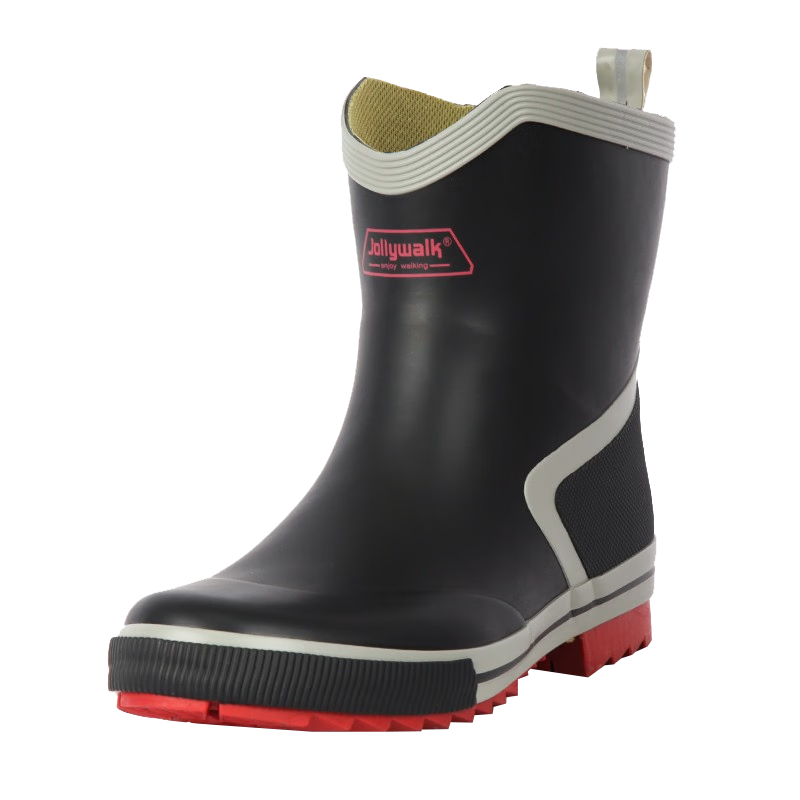 Jolly Walk Men's Water Shoes, Low-Top Rain Boots, Car Washing Fishing Rain Boots, Waterproof Overshoes, Rubber Shoes JW320 Black And Gray 44