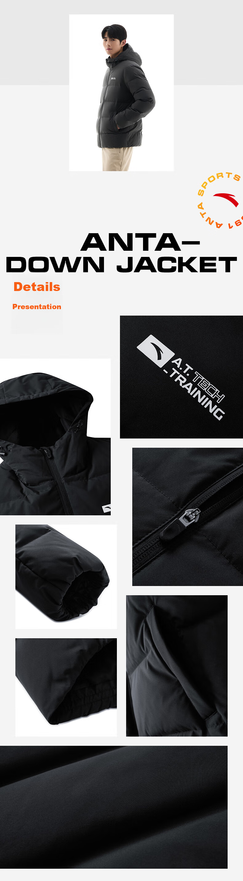 ANTA Bread Down Jacket | Short Hooded Down Coat Men Winter New Duck Down Warm Puffer Water-Repellent Jacket 17