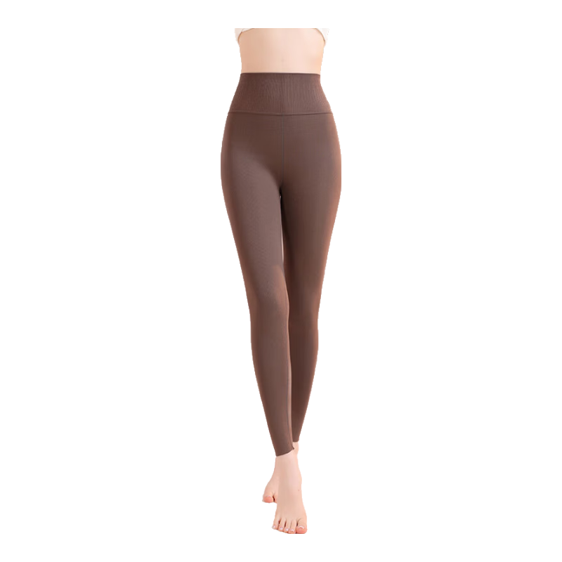 Ordifen [Warm And Antibacterial] Thermal Underwear for Women, Autumn And Winter High-Waist Tummy Control Seamless Tight Pants, Anti-Pilling, Coffee Color, Size L