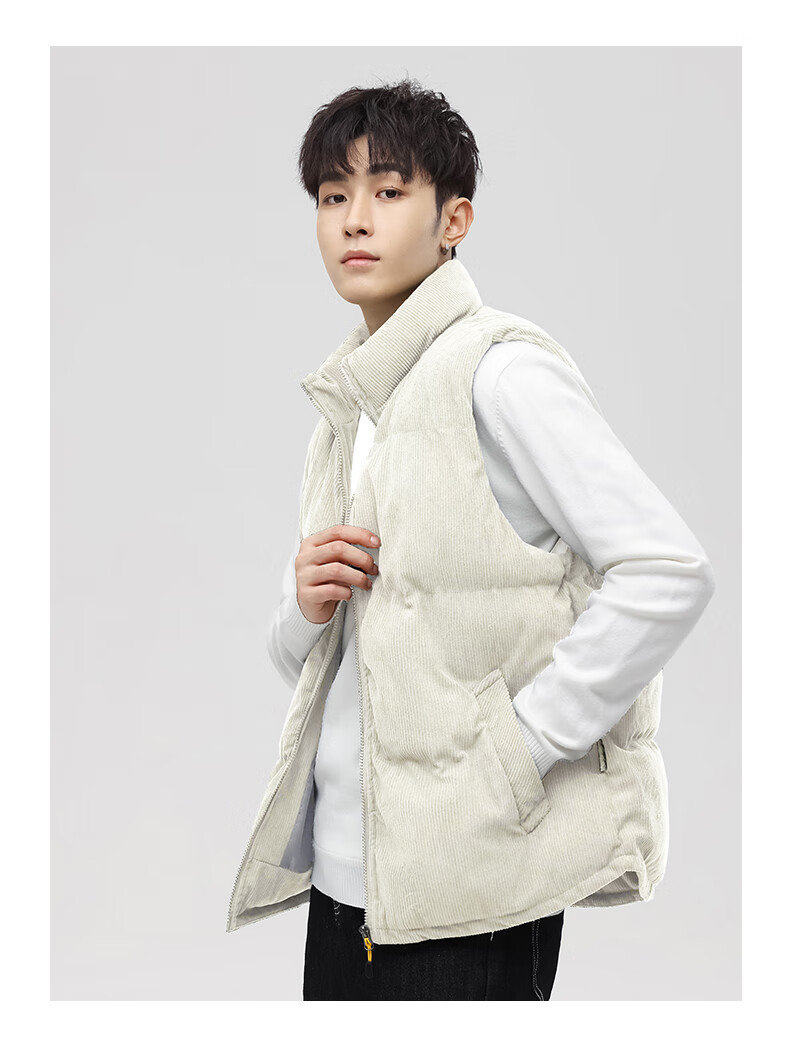 JEANSWEST Men's Spring Autumn Corduroy Loose Vest with Shoulder Bag Warm Jacket Dark Gray 3XL 10