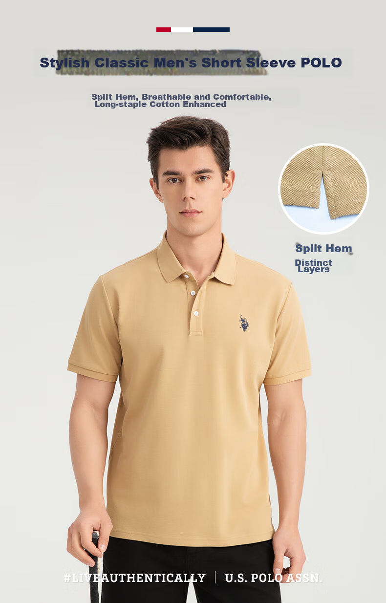 U.S. POLO ASSN. Men's Short Sleeve Polo Shirt Summer Business Casual Collared T-Shirt Black M Father's Day Gift 1