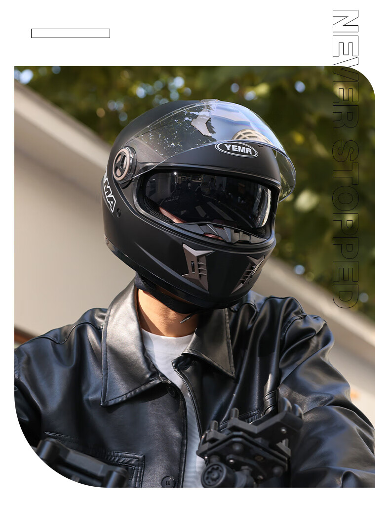 YEMA 3C Certified 828S Motorcycle Helmet for Men, Full-Face, Winter Anti-Freeze Warm Dual Visor Motorcycle Safety Helmet, All-Season Universal Size, Matte Black with Anti-Fog Sticker 19