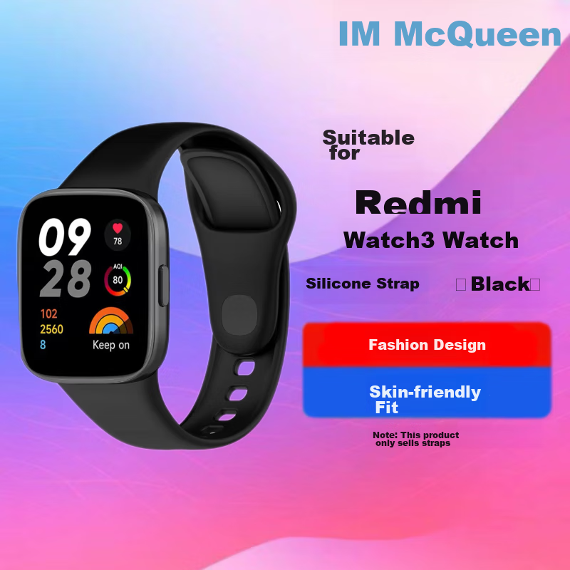 MAIKUQI Compatible with Redmi Watch 3 Watch Strap, Silicone Watchband, Smartwatch Wristband [Black]