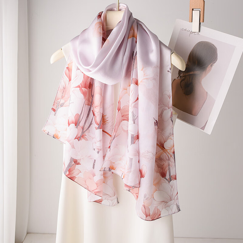 Hangsilu Silk Scarf for Women, Chinese Style Long Scarf, Mulberry Silk Shawl, Birthday Gift, Mid-Autumn Festival Gift for Mom And Teachers