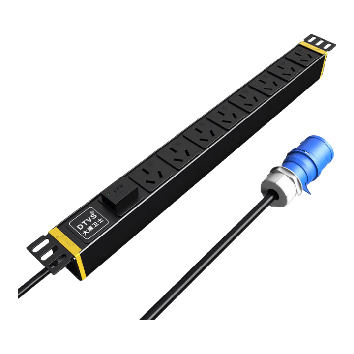 Datangweishi DT9082 Cabinet Power Strip Extension Cord, Industrial Socket 32A Input 3 Meters 4 Square Wire, Output 8-Port 16A National Standard Hole SPD Lightning Protectio