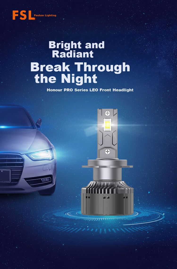 FSL Rongyaopro LED Car Headlights, Ultra-Bright 9012 Headlights, Low Beam And High Beam Lights, Compact And Bright, Focused Ultra-Strong 55W 1