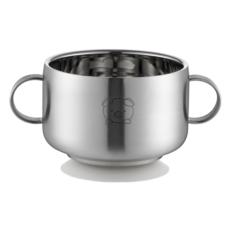 Onlycook 316L Stainless Steel Baby Food Bowl, Children's Bowl, Small Bowl, Food Grade, Suction Cup Bowl for Infants And Toddlers - Little Pig
