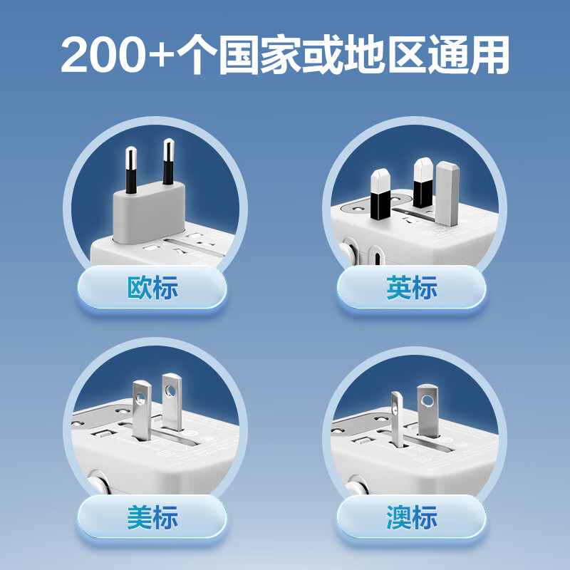 BULL 15W USB Multi-Country Socket Travel Adapter/World Converter Plug for International Travel Business Trip Study Abroad High-Power Protection Plug European Standard American Standard Australian Standard UK Standard L10U15 Distant Mountain Gray