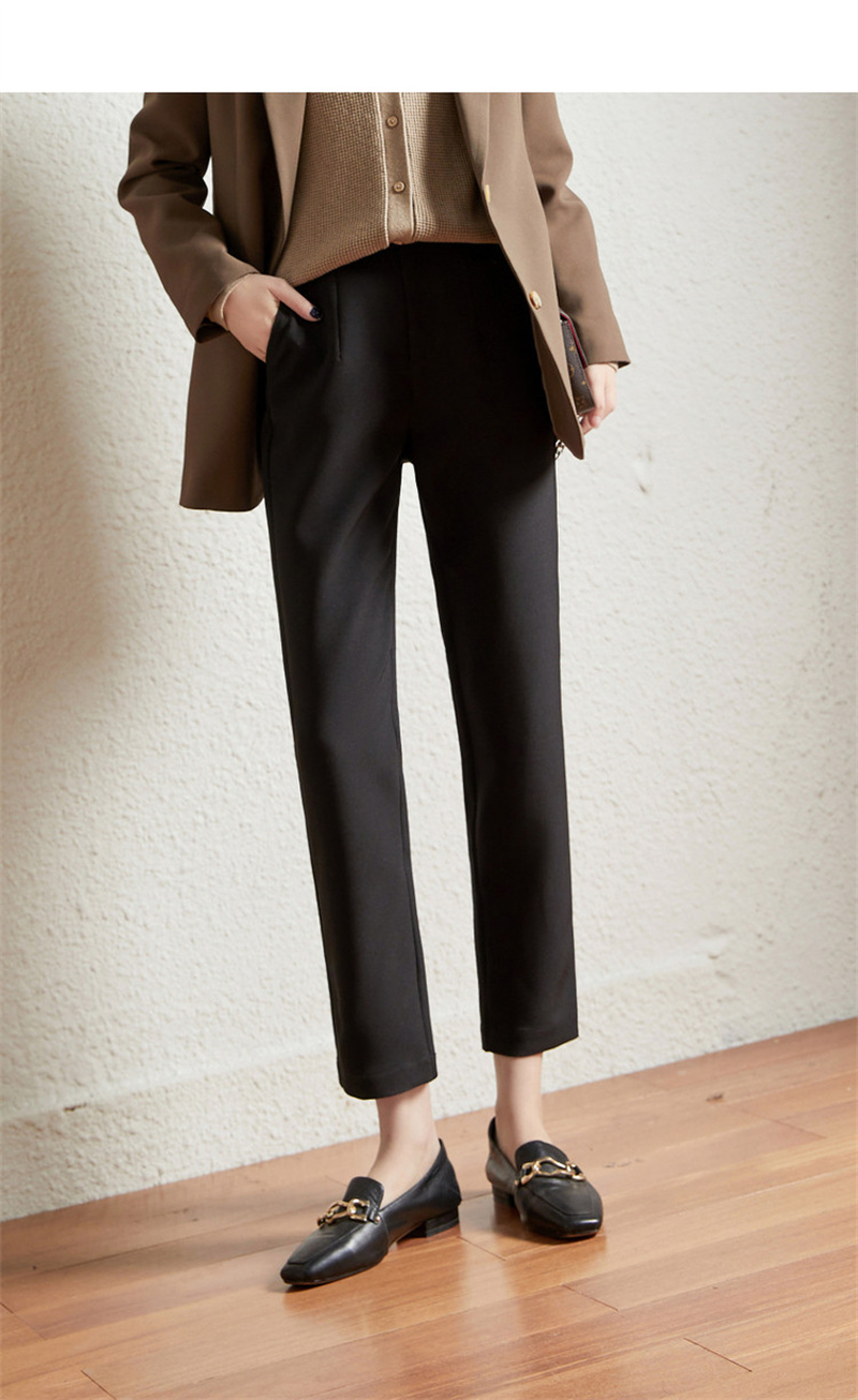 Dme Cropped Pants for Spring And Autumn, New Straight-Leg Suit Pants with Fake Pockets, Casual Trousers for Women, Khaki, S 8