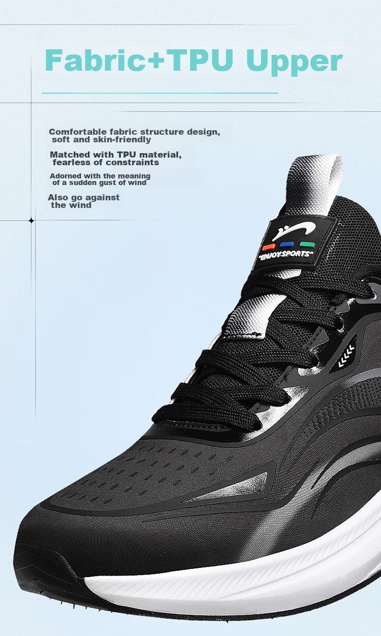 Guirenniao Men's Sports Shoes, Wear-Resistant Breathable Casual Shoes, Mesh Ultra-Light Running Shoes, Black/blue, Size 41 (Recommend Ordering One Size Smaller) 4
