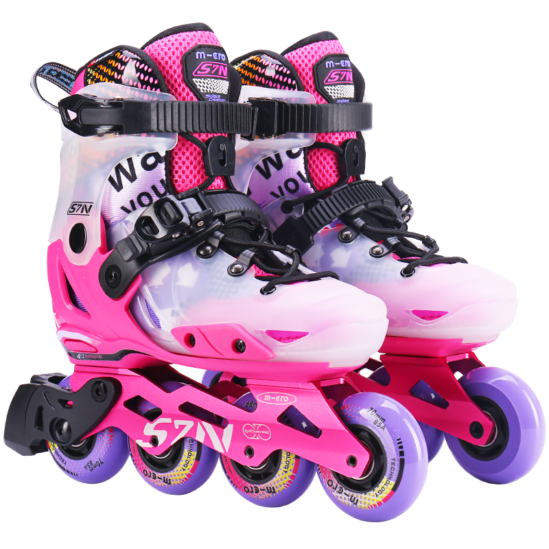 Micro Migu Roller Skates for Children, Boys And Girls M-Cro Straight-Line Inline Skates, Suitable for Primary And Secondary School Students, LE Pink Single Shoes Size S