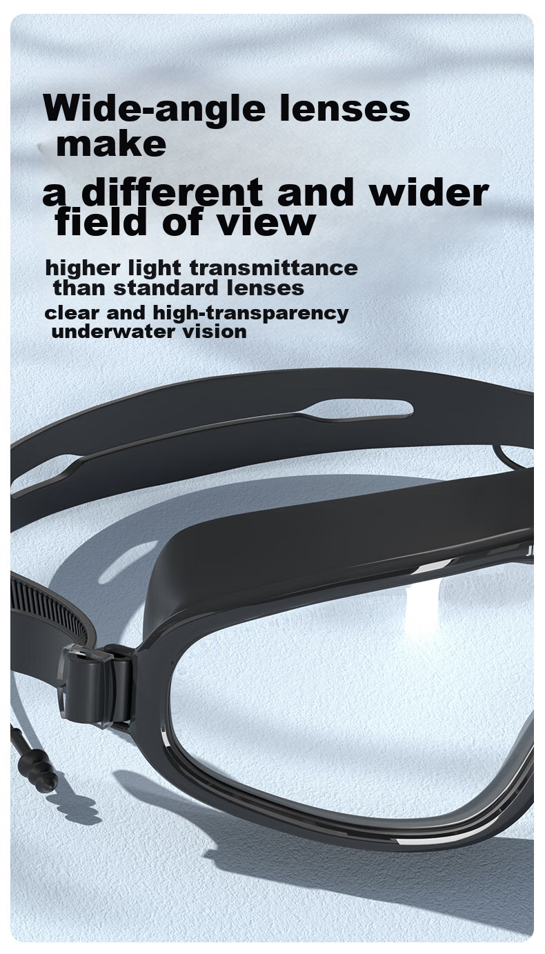 Jiehu Swimming Goggles for Men And Women, Adult High Definition Anti-Fog Waterproof Large Frame Integrated Diving Swimming Glasses with Swim Cap Set, Swimming Equipment 5